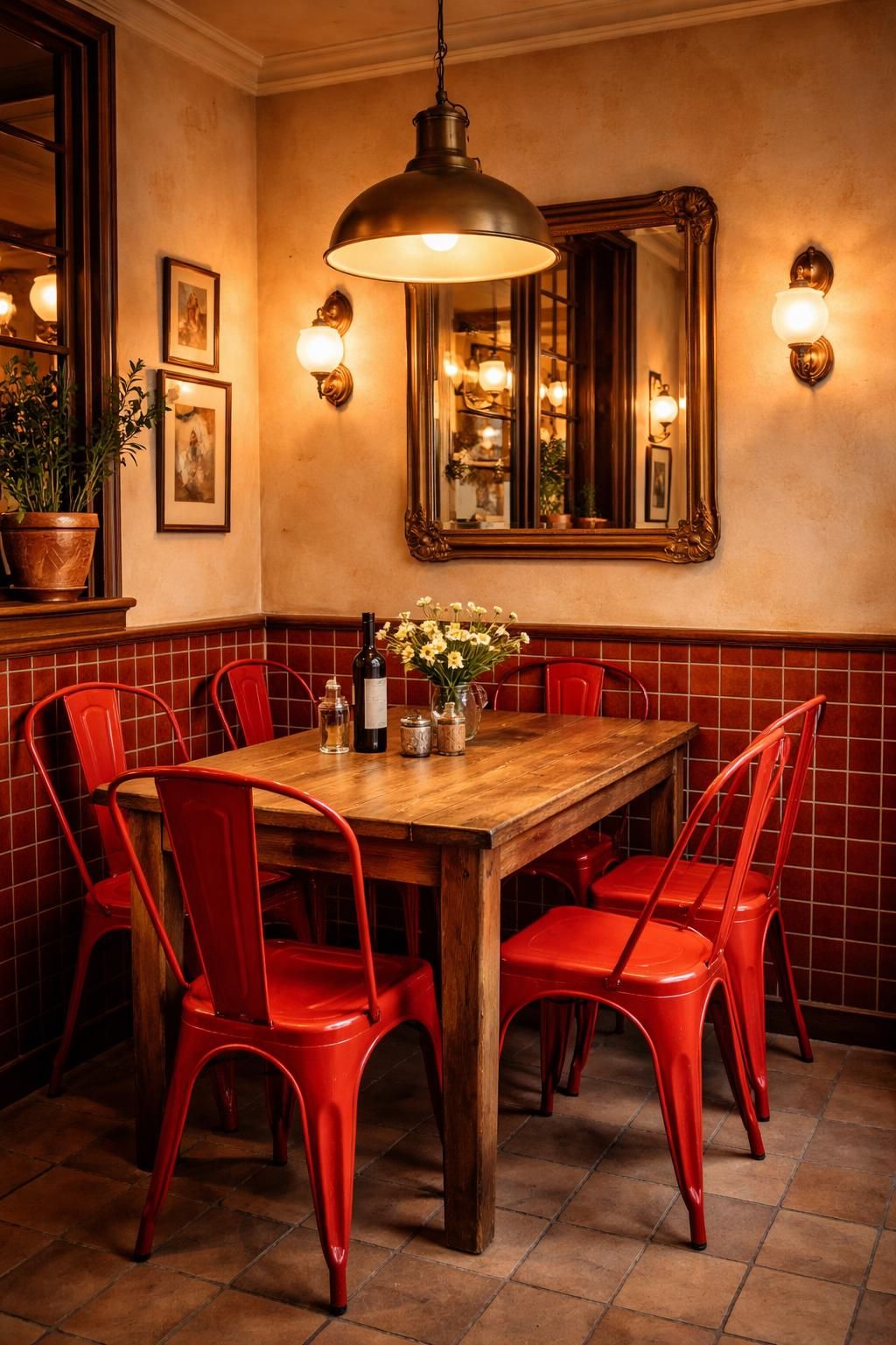 créez un coin repas chaleureux et convivial avec un style bistrot parisien grâce aux chaises tolix, alliant authenticité et design industriel.